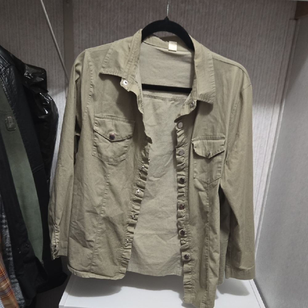 Olive Button Down Shirt for Women